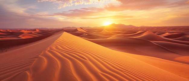 Foto la puesta de sol sobre las dunas de arena