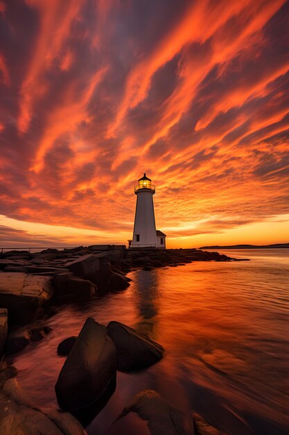 puesta de sol sobre el faro de Craigslist