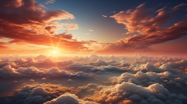 Foto puesta de sol sobre el fondo y el fondo de pantalla de las nubes