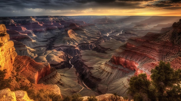 Una puesta de sol sobre el gran cañón