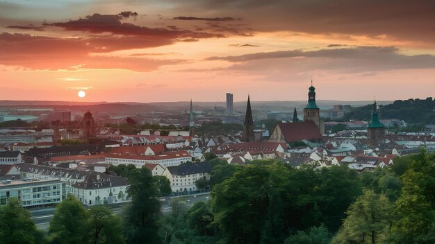 Foto la puesta de sol sobre heidelberg