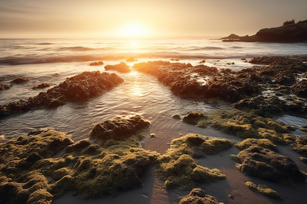 Puesta de sol sobre el mar Composición de la naturaleza del paisaje marino