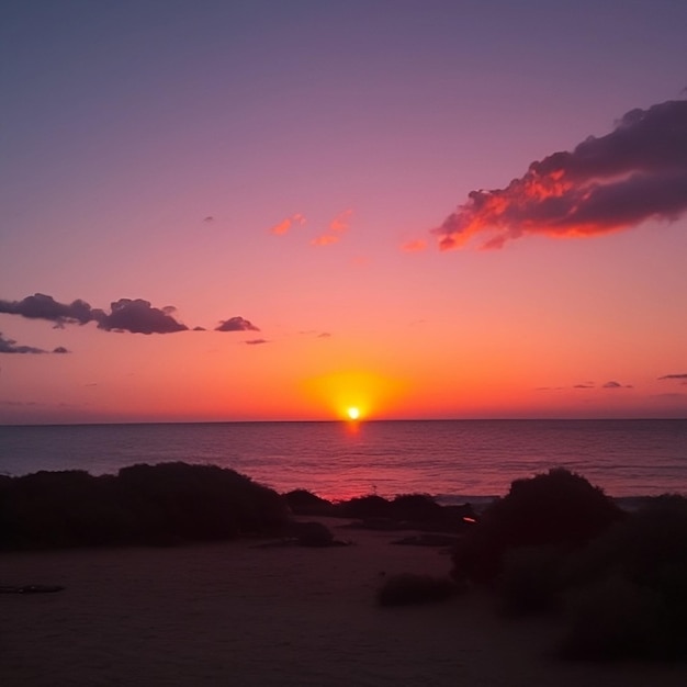 Puesta de sol sobre el mar Generativo Ai