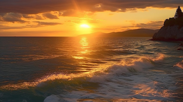 puesta de sol sobre el mar IA generativa