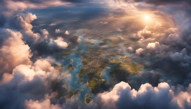 una puesta de sol sobre el océano con nubes y agua