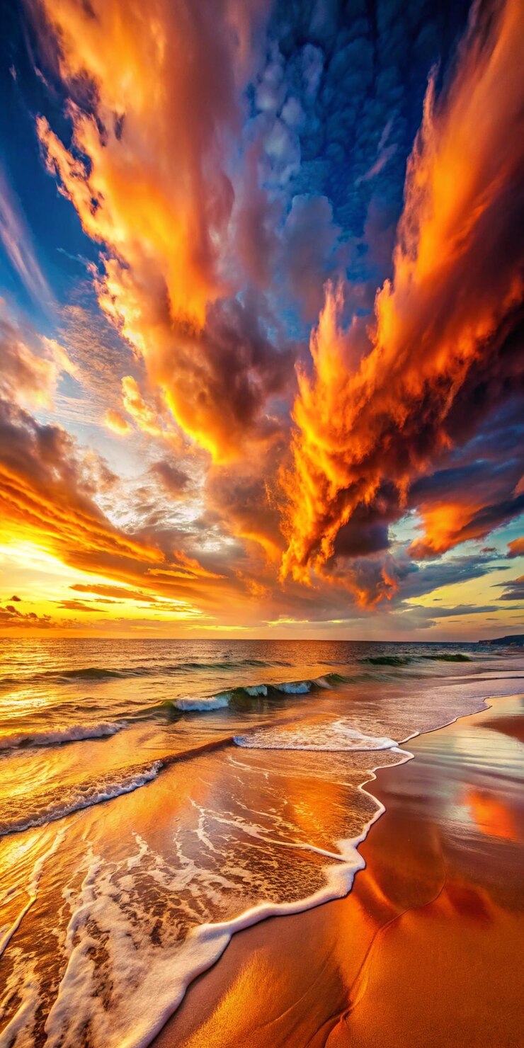 una puesta de sol sobre una playa