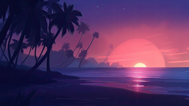 una puesta de sol sobre una playa