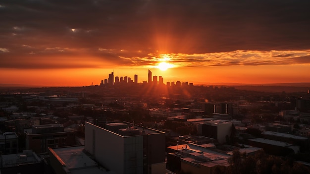 Una puesta de sol con el sol poniéndose detrás