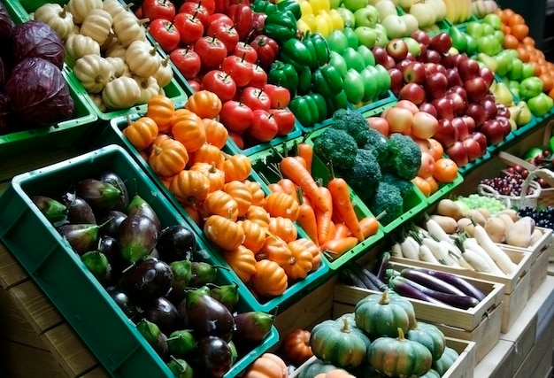 Puesto de frutas y verduras en el mercado