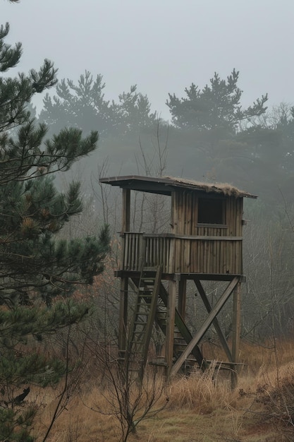 Un puesto de observación de caza en el borde del bosque