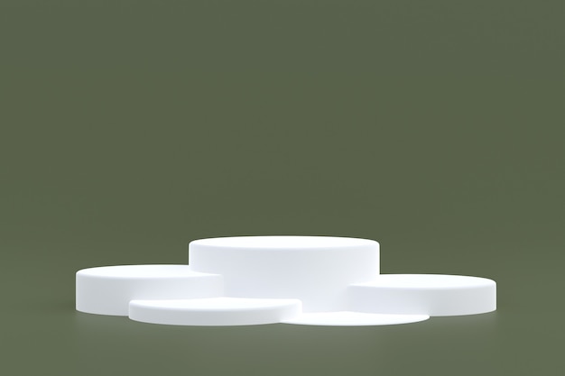 Puesto de productos, Podio mínimo sobre fondo gris para la presentación de productos cosméticos.