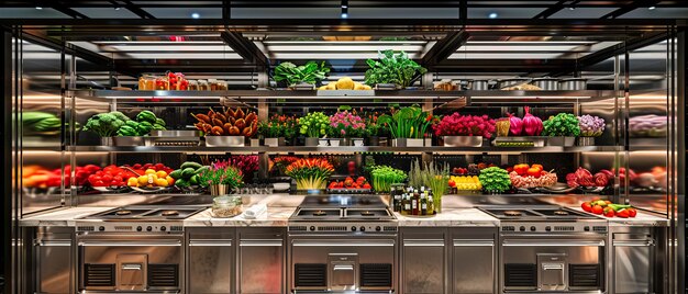 Foto un puesto de verduras frescas en un mercado local que muestra una variedad de productos saludables y orgánicos para una dieta nutritiva y uso culinario