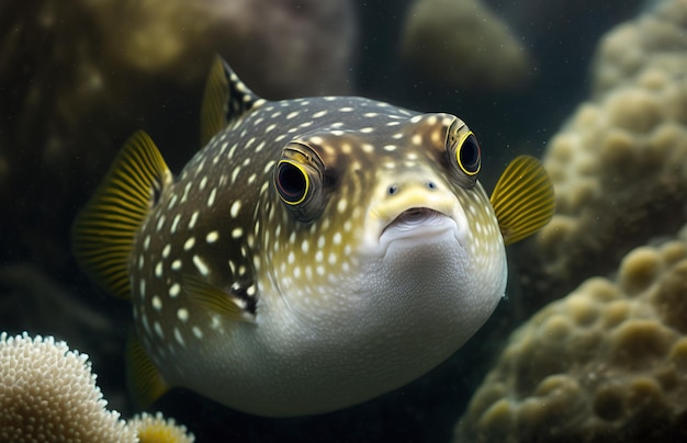 Puffer de manchas blancas bajo el agua arothron hispidus vida marina