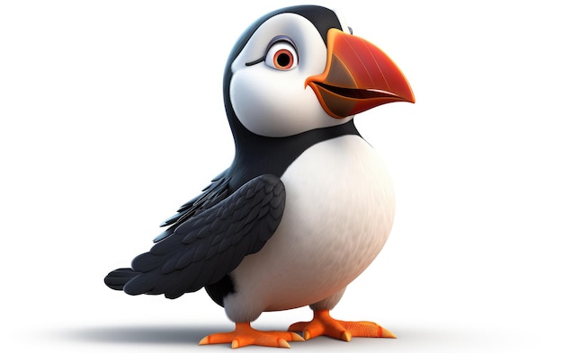 Puffin 3d auf weißem Hintergrund