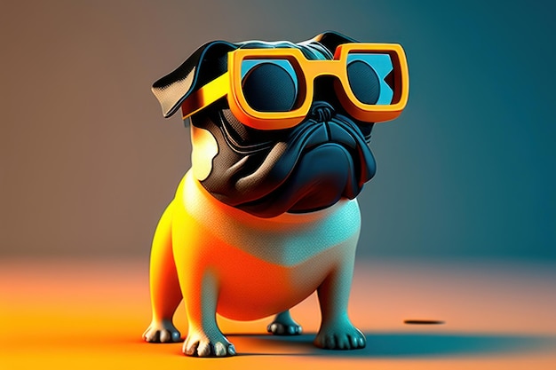 pug divertido vestido con ropa y gafas de sol