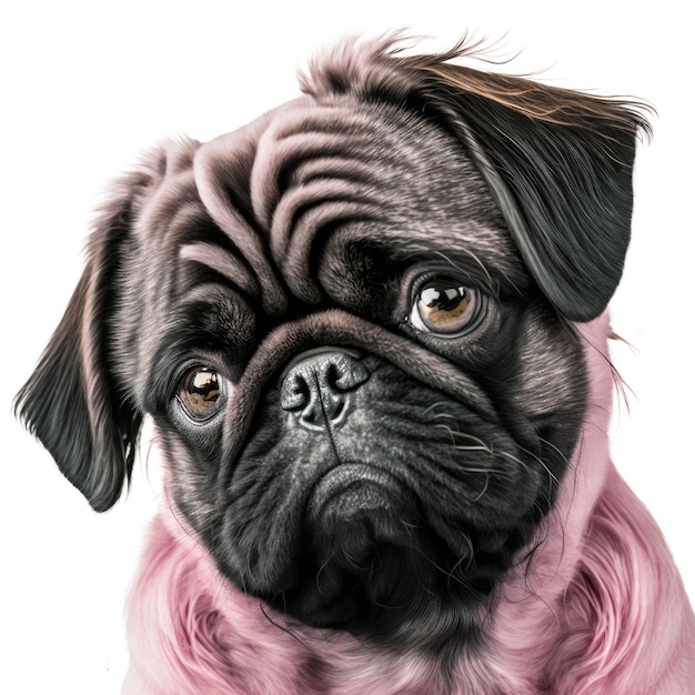 pug rosa em branco