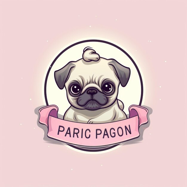 Foto pugperfect pastels un moderno logotipo de dibujos animados para el aseo de perros