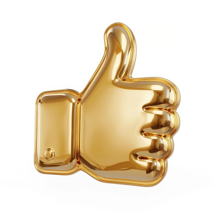 un pulgar arriba con un pulgar hacia arriba en un anillo de oro