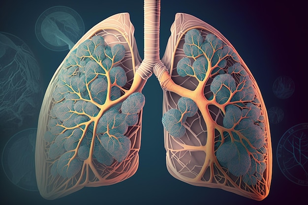 Pulmões insalubres cheios de fumaça Conceito de câncer de pulmão Criado com Generative AIx9