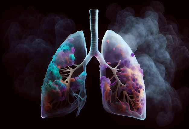Pulmón humano con humo Enfermedad pulmonar por fumar Generar Ai