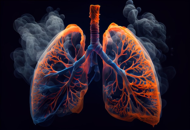 Pulmón humano con humo Enfermedad pulmonar por fumar Generar Ai