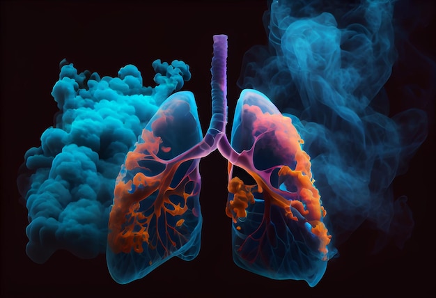 Pulmón humano con humo Enfermedad pulmonar por fumar Generar Ai