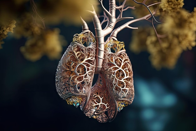 Foto pulmón en modelo 3d para uso médico