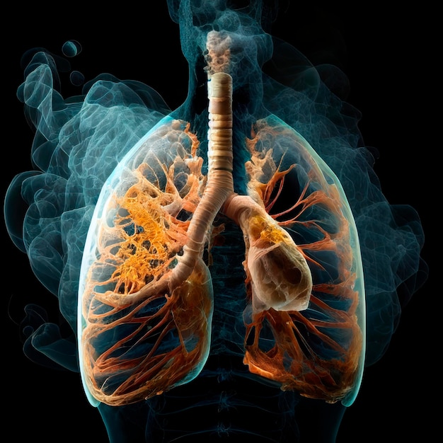 Pulmones estilizados enfermos de humo de tabaco
