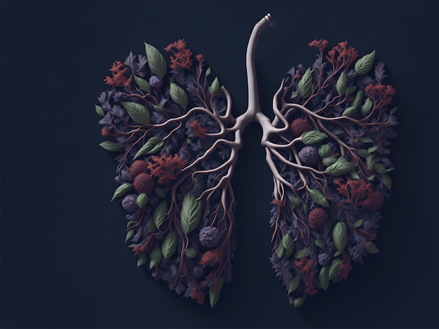 Pulmones hechos de flores ilustración de estilo de vida saludable Ai Generated