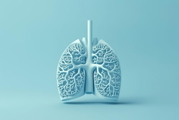 Pulmones humanos con flores de primavera aislados con fondo pastel