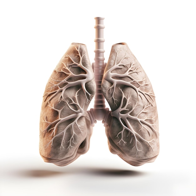 Pulmones humanos en fondo blanco AI generativa