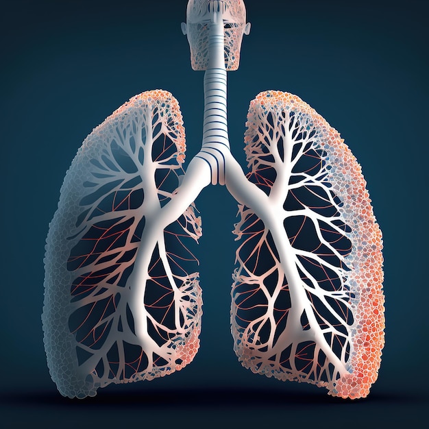 Pulmones humanos Salud humana sistema respiratorio neumonía ciencias biológicas ilustración 3d