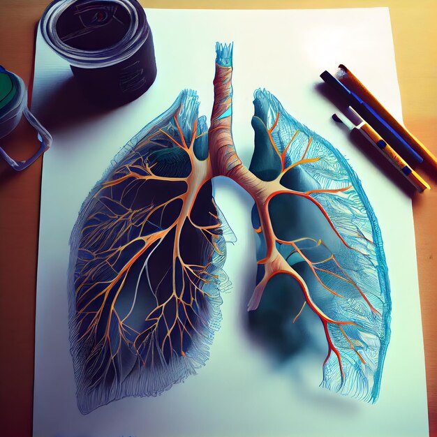 Pulmones de la medicina humana y el concepto de atención de la salud representación 3D