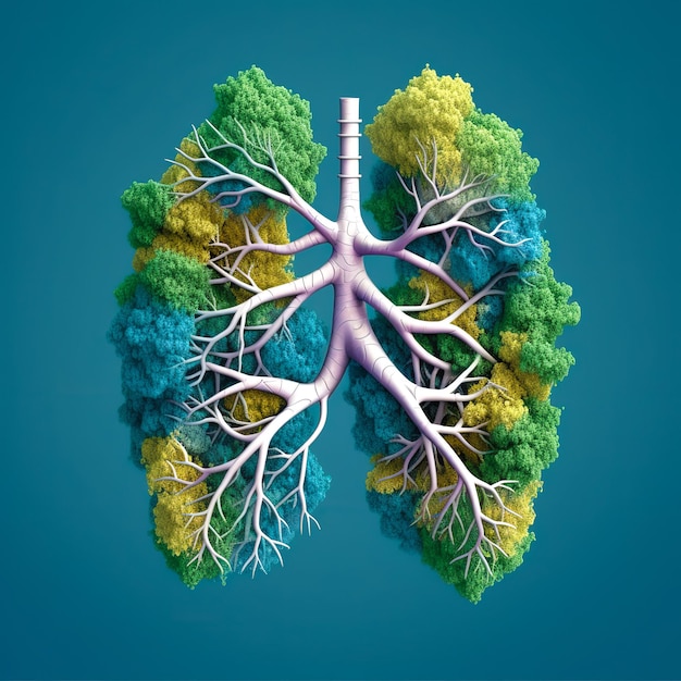 Pulmones con ramas y hojas.