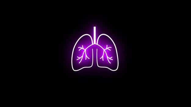 Los pulmones son un signo de neón moderno con un diseño de pancarta brillante, colorido y con una tendencia de diseño moderno.