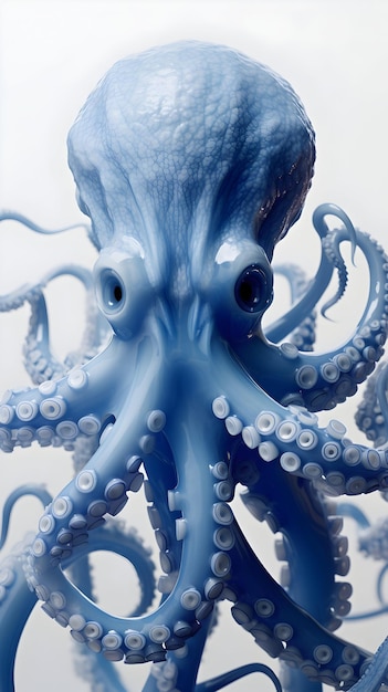 pulpo azul aislado fondo blanco