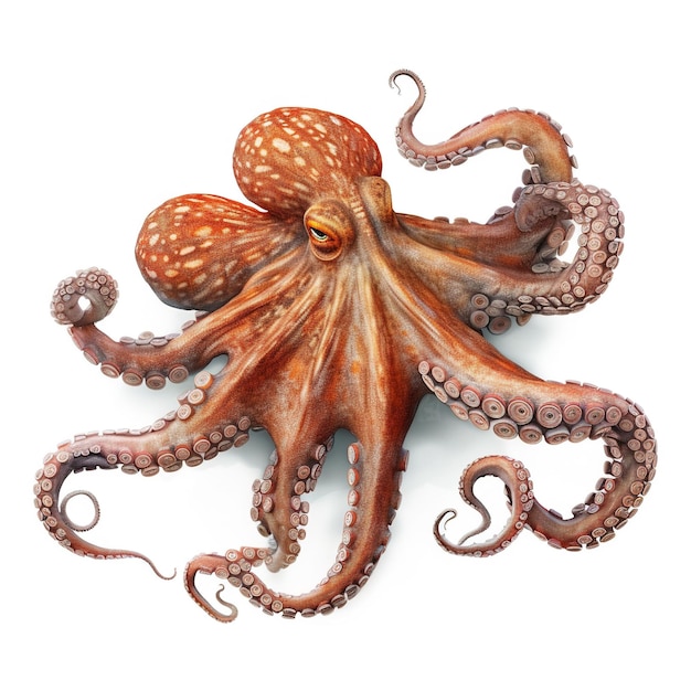 Pulpo común Octopus vulgaris aislado sobre fondo blanco