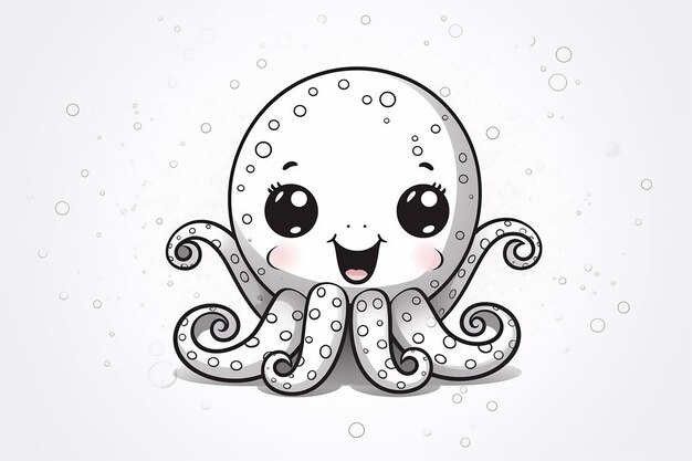 Foto un pulpo de dibujos animados con una cara linda.