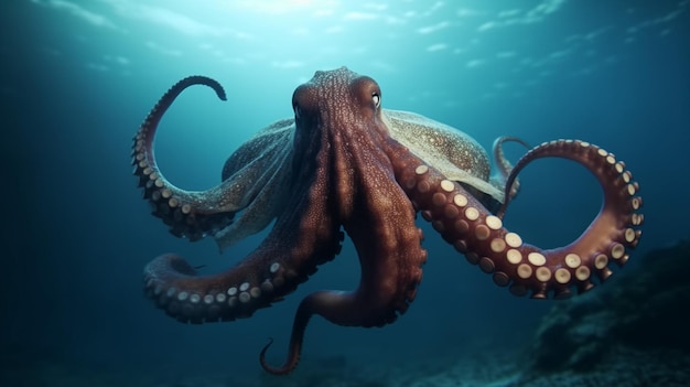 Un pulpo está nadando en el océano.