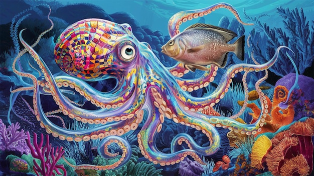 El pulpo etéreo una vibrante sinfonía cubista submarina
