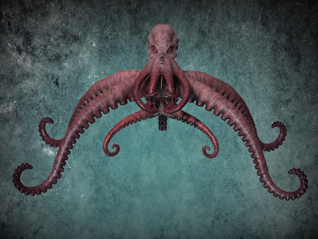 Pulpo gigante del océano. Ilustrativo en 3D