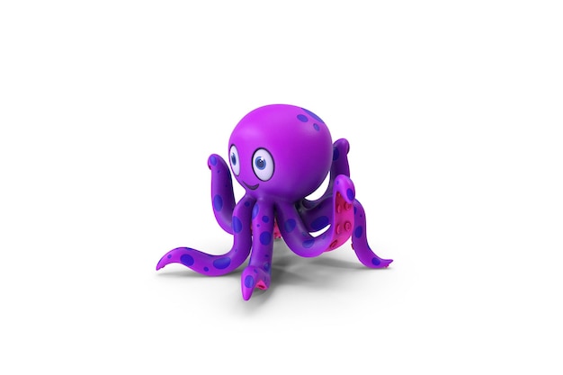 Un pulpo morado con un corazón rojo en la cola.