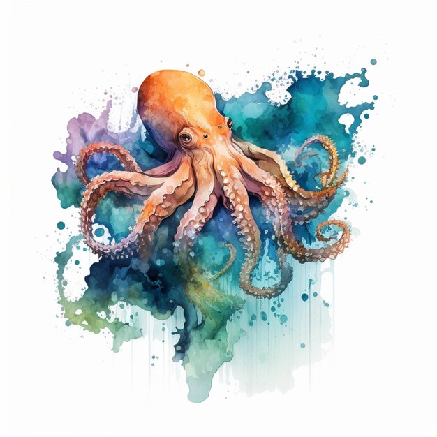 Un pulpo naranja con fondo azul y la palabra pulpo en él.