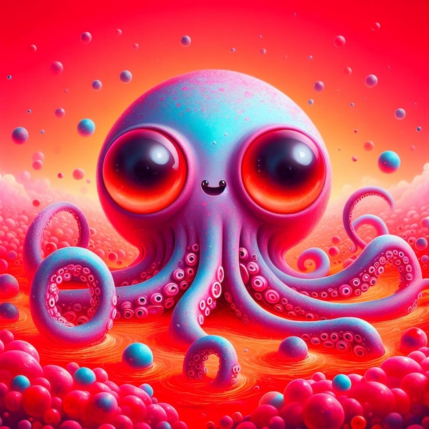 Foto un pulpo con ojos y ojos se muestra con un pulpo rojo