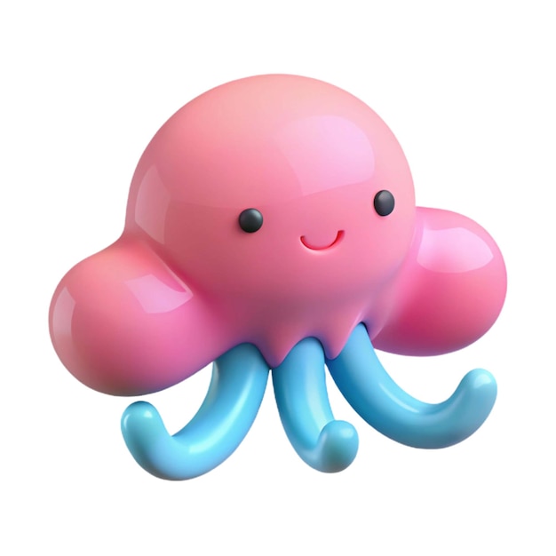 un pulpo rosa con un pulpo azul en su cara