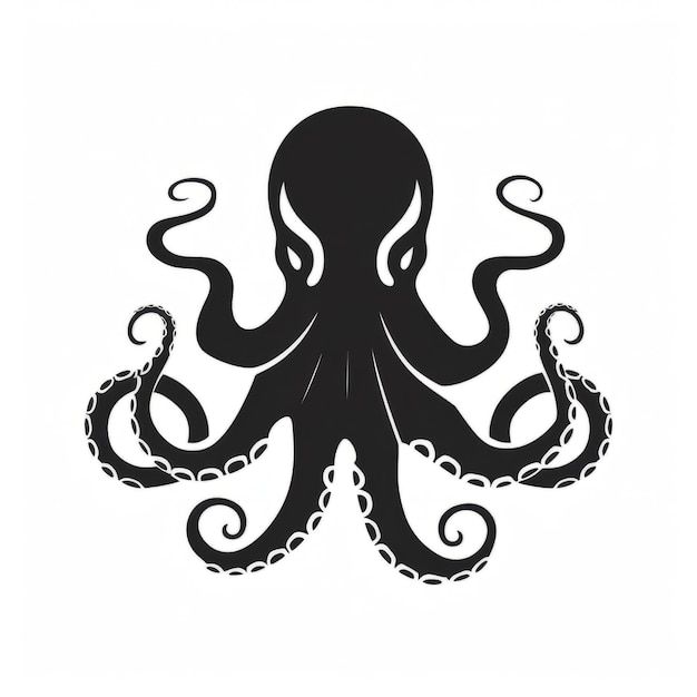 Un pulpo silueta en blanco y negro