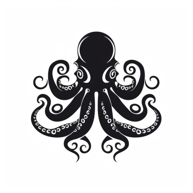 Un pulpo de silueta con tentáculos en negro.