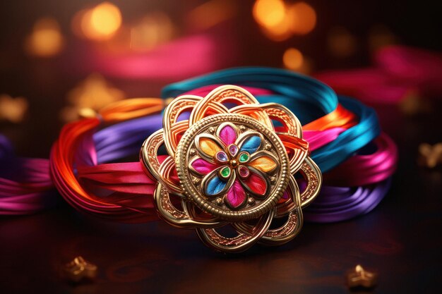 Pulseira ornamental tradicional ou conceito de festival indiano rakhi raksha bandhan