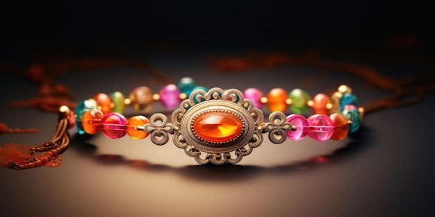 Pulseira ornamental tradicional ou rakhi conceito de festival indiano de raksha bandhan