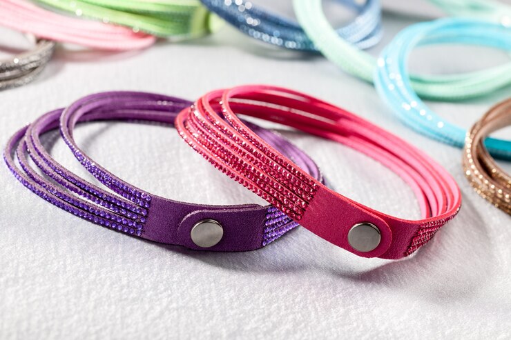 Foto pulseiras coloridas para mulheres em tecido de seda
